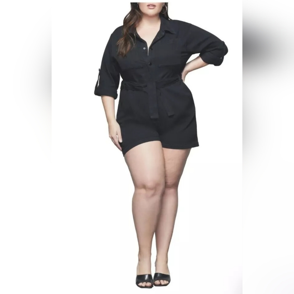 Good American Black Belted Plus Size Romper Size 6(3XL) NWT